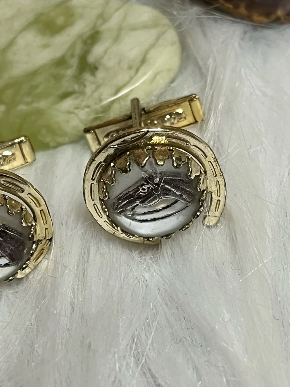 Vintage Glass Horse Cuff Links